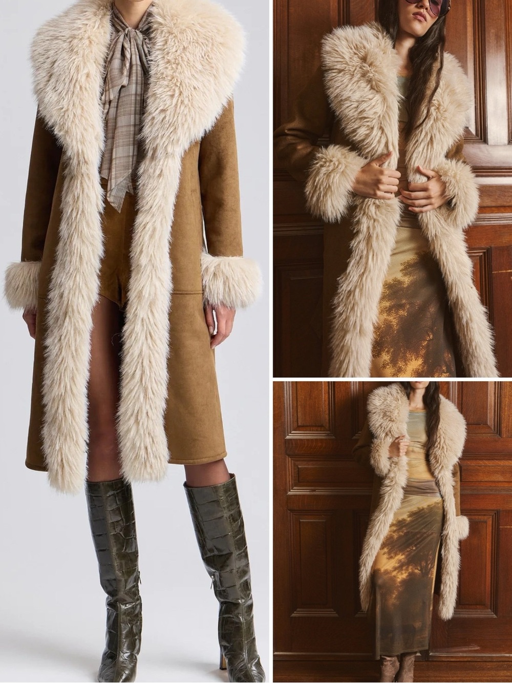 Avec Les Filles Belted Faux Suede and Sherling Coat / XS NEW WITH TAGS NW - Picture 2 of 14